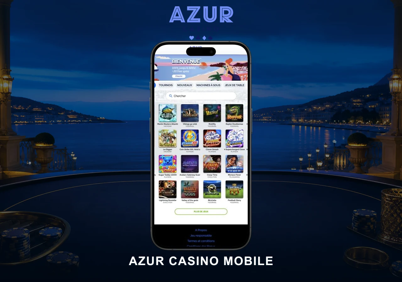 Azur Casino sur Android et iPhone